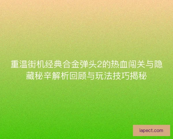 重温街机经典合金弹头2的热血闯关与隐藏秘辛解析回顾与玩法技巧揭秘