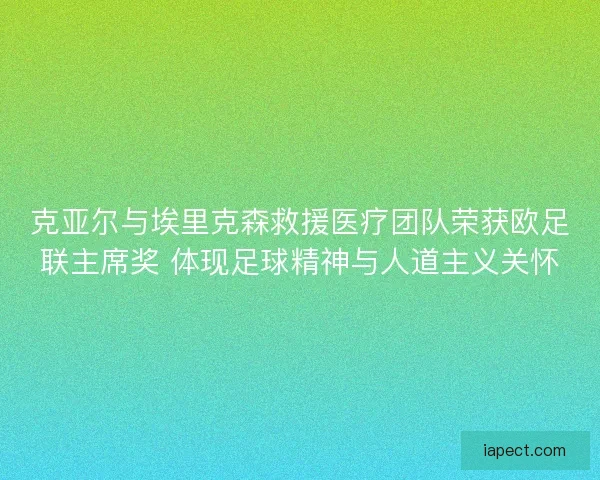 克亚尔与埃里克森救援医疗团队荣获欧足联主席奖 体现足球精神与人道主义关怀