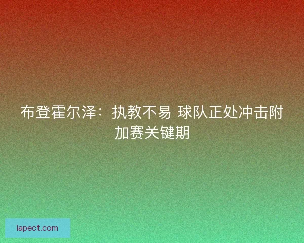 布登霍尔泽：执教不易 球队正处冲击附加赛关键期